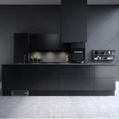 Contemporary Luxury Matt Finish Black Kitchen Cabinet Kitchen Furniture